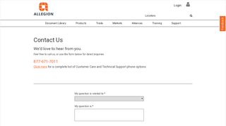 
                            5. Contact Us - Allegion