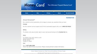 
                            4. Contact Us - Amscot MoneyCard® Prepaid MasterCard®