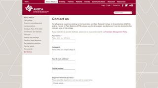 
                            4. Contact us - ANZCA