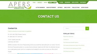 
                            5. Contact Us | Arkansas Public Employees Retirement ... - APERS