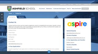 
                            1. Contact Us | Ashfield Comprehensive School