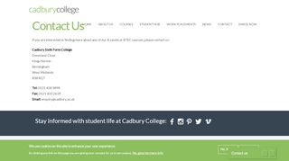 
                            5. Contact Us | Cadbury Sixth Form College