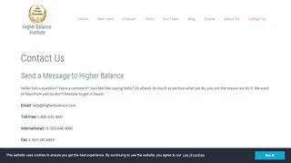 
                            9. Contact Us – Higher Balance Institute