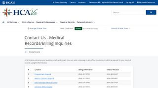 
                            1. Contact Us - Medical Records/Billing Inquiries | HCA Virginia