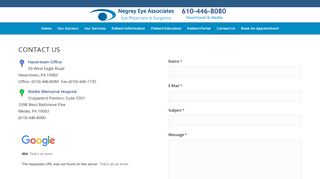 
                            9. Contact Us - Negrey Eye Associates