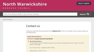 
                            7. Contact us - North Warwickshire Borough Council