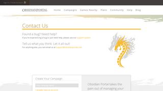
                            1. Contact Us - Obsidian Portal | Obsidian Portal