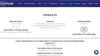 
                            8. Contact Us | Oneplan Health Insurance Support