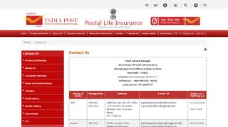 
                            1. Contact Us : Postal Life Insurance , Goverment of India