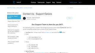 
                            7. Contact Us - Support Options – talech Point of Sale