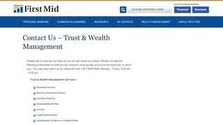 
                            5. Contact Us - Trust & Wealth Management - First Mid Bank & Trust