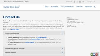
                            7. Contact Us - UnitedHealth Group