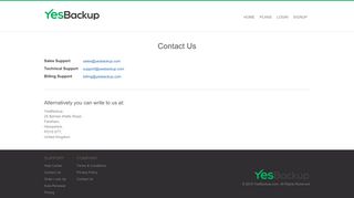 
                            2. Contact Us - YesBackup