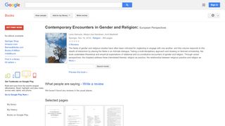 
                            5. Contemporary Encounters in Gender and Religion: European Perspectives