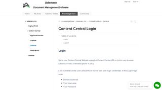 
                            1. Content Central Login - Ademero Support