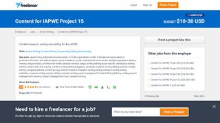 
                            6. Content for IAPWE Project 15 | Article Writing | Content ... - Freelancer