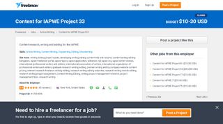 
                            3. Content for IAPWE Project 33 | Article Writing | Content ... - Freelancer