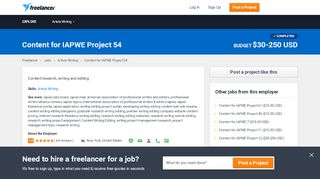 
                            5. Content for IAPWE Project 54 | Article Writing - Freelancer
