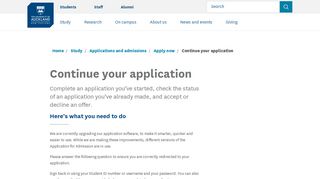 
                            1. Continue your application - The University of …