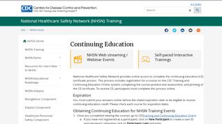 
                            8. Continuing Education | NHSN | CDC