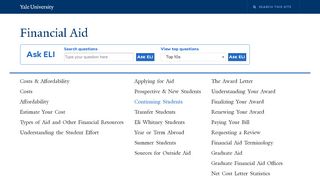 
                            6. Continuing Students - Financial Aid - Yale University