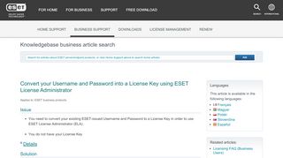 
                            7. Convert your Username and Password into a License Key using ESET ...