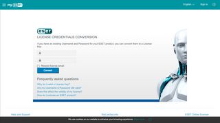 
                            5. Convert your Username & Password to a License Key - my.eset.com