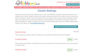 
                            3. Cookie Settings - Childcare.co.uk