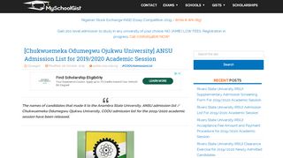 
                            2. [COOU] ANSU Admission List for 2018/2019 Session - MySchoolGist