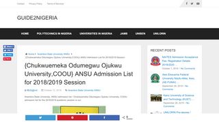 
                            4. COOU/ANSU Admission List for 2018/19 Academic Session Is Out ...