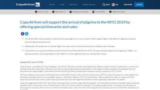 
                            9. Copa Airlines will support the arrival of pilgrims to the WYD 2019