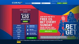 
                            2. Coral: Sign Up for Free Bets & Gaming Offers