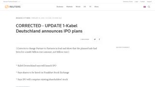 
                            5. CORRECTED - UPDATE 1-Kabel Deutschland announces IPO plans ...
