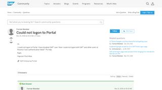 
                            1. Could not logon to Portal - SAP Q&A