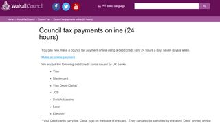 
                            5. Council tax payments online (24 hours) - Walsall Council