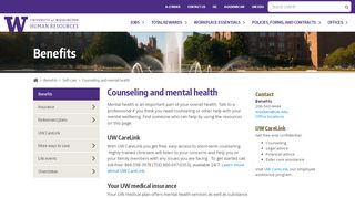 
                            1. Counseling and mental health - Benefits - UW HR - University of ...