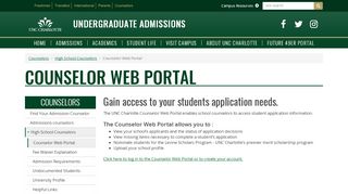 
                            9. Counselor Web Portal | Undergraduate Admissions | UNC Charlotte