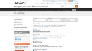 
                            3. Course Calendar - Arthrex