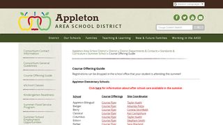 
                            2. Course Offering Guide - Appleton Area School District