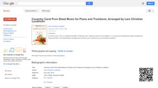 
                            7. Coventry Carol Pure Sheet Music for Piano and Trombone, Arranged by ...
