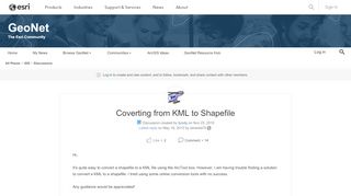 
                            7. Coverting from KML to Shapefile | GeoNet, The Esri Community | GIS ...