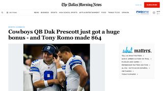 
                            2. Cowboys QB Dak Prescott just got a huge bonus - and Tony ...