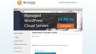 
                            7. cPanel returns: The Login is invalid - 3Essentials …