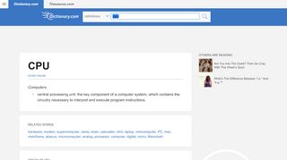 
                            7. Cpu | Definition of Cpu at Dictionary.com