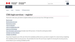 
                            4. CRA login services – register - Canada.ca