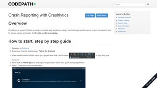 
                            8. Crash Reporting with Crashlytics | CodePath Android Cliffnotes