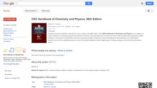 
                            9. CRC Handbook of Chemistry and Physics, 96th Edition