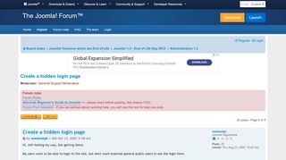 
                            2. Create a hidden login page - Joomla! Forum - community ...