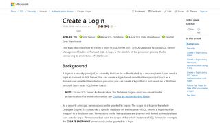 
                            7. Create a Login - SQL Server | Microsoft Docs