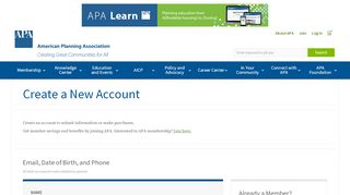 
                            5. Create a New Account - American Planning Association